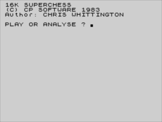 16K Superchess title screen for ZX Spectrum
